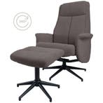Relaxfauteuil Bindy + Hocker – Bouclé – Brown, Ophalen of Verzenden, Nieuw