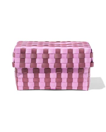 HEMA Mand 20x15cm met deksel geblokt lila laag geprijsd, Verzenden, Nieuw