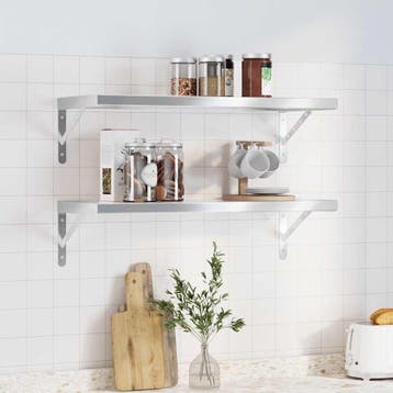 vidaXL Wandschappen 2 st 75x30 cm roestvrijstaal, Verzenden, Nieuw