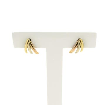 Tricolor gouden oorstekers (Oorbellen), Ophalen of Verzenden, Gebruikt, Goud, Goud