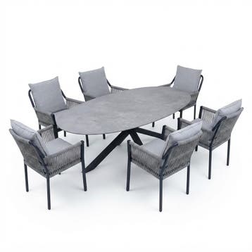 Puccini Fleur dining tuinset 220x120xH75 cm 7 delig, Ophalen of Verzenden, Nieuw