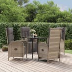vidaXL 5-delige Tuinset met kussens poly rattan zwart en, Verzenden, Nieuw, Rotan, Tuinset