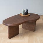 Nordura donker eiken ovale salontafel, Huis en Inrichting, Tafels | Salontafels, 100 tot 150 cm, Organische vorm japandi stijl