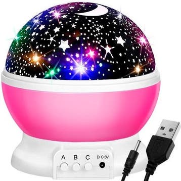 LED nachtlamp - Met projector - Roze, Ophalen of Verzenden, Nieuw