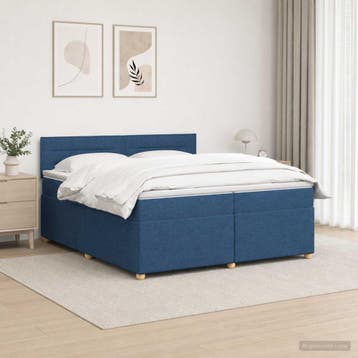 vidaXL Boxspringbed met matras met hoofdeinde Blauw 200 x, Verzenden, Nieuw, Tweepersoons, Blauw