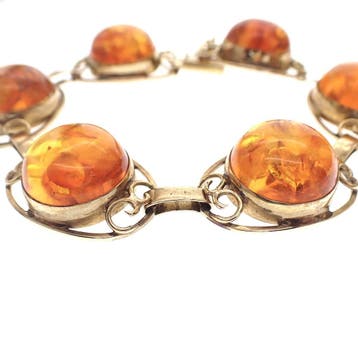 8 karaat armband met barnsteen (Schakelarmband), Gebruikt, Overige kleuren, Ophalen of Verzenden, Met edelsteen