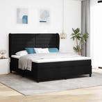 vidaXL Boxspring bed met matras met hoofdeinde Zwart 180 x, Verzenden, Nieuw, Zwart, Stof