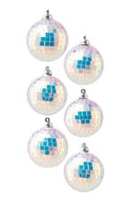 6x Discobal Ø 6 cm Klein Iridescent Zilver Discobol Spiegelb, Ophalen of Verzenden, Nieuw, Feestartikel, Carnaval