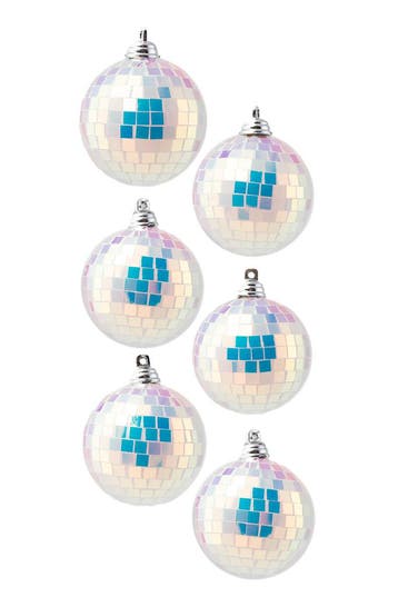 KIMU® 6x Discobal Ø 6 cm Klein Iridescent Zilver Discobol Sp, Ophalen of Verzenden, Nieuw, Feestartikel, Carnaval