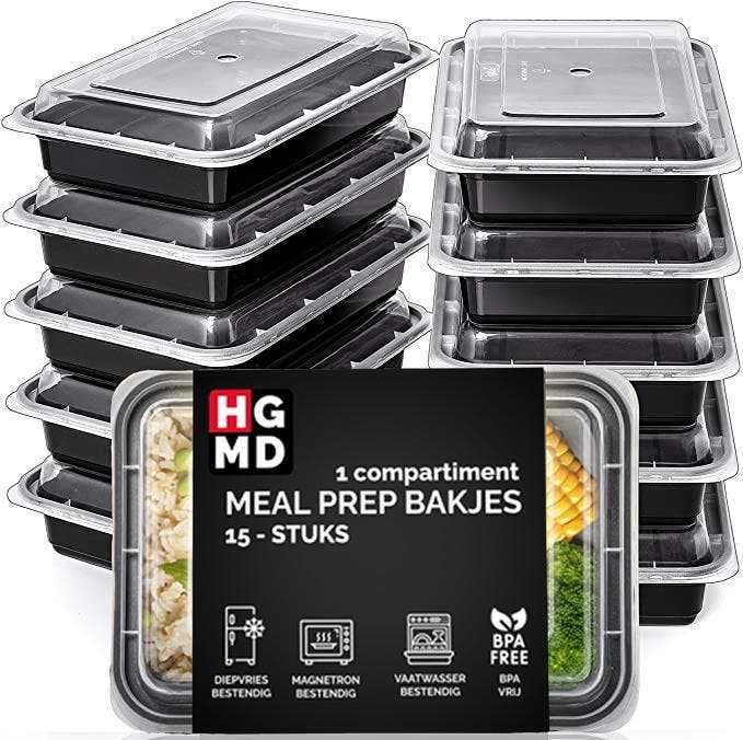 Meal prep bakjes - 1 compartiment - 15 stuks - 1L, Huis en Inrichting, Keuken | Tupperware, Nieuw, Bak of Kom, Verzenden