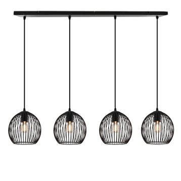 Zwarte langwerpige 4L hanglamp Wiro bolvormig, klein, Ophalen of Verzenden, Nieuw, Metaal, Industrieel