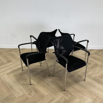 Triple E Anna vergaderstoel (set van 4)  licht gewicht, Huis en Inrichting, Stoelen, Gebruikt, Zwart, Ophalen of Verzenden, Eén