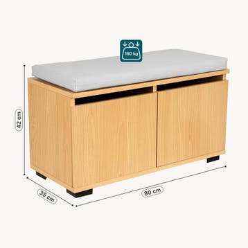 Schoenenrek Brande 80x35x42 cm eikenkleurig en lichtgrijs [e, Huis en Inrichting, Verzenden, Nieuw