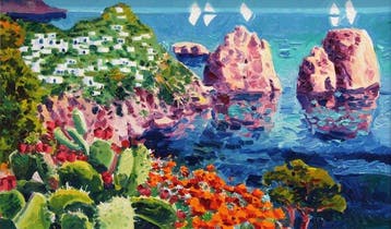 Athos Faccincani (1951) - I Faraglioni dallalto di Capri -, Antiek en Kunst, Kunst | Schilderijen | Modern