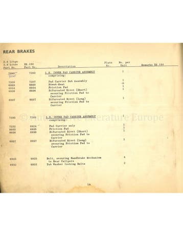 1957 JAGUAR 2.4 | 3.4 | XK 150 SCHIJFREMMEN ONDERDELEN