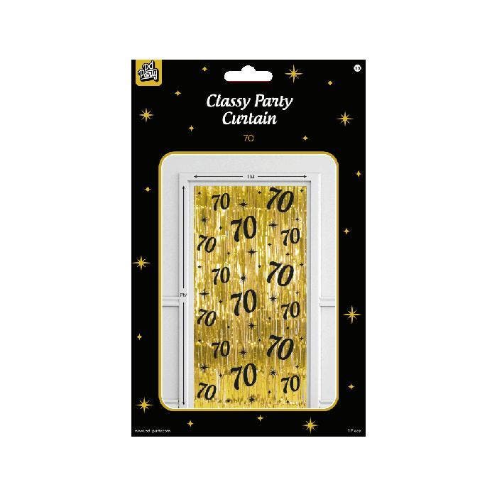 Classy Party Curtain 70 jaar, Hobby en Vrije tijd, Feestartikelen, Verjaardag, Versiering, Nieuw, Verzenden