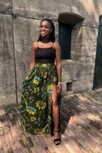 Afrikaanse print maxi rok - Donkergroen & Geel Botanical Flo, Kleding | Dames, Rokken, Ophalen of Verzenden, Nieuw