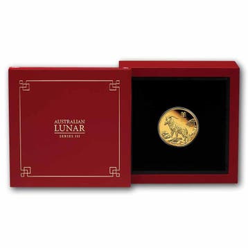 Gouden Lunar III - 1/4 oz 2027 Year of the Goat Proof, Postzegels en Munten, Verzenden, Losse munt, Goud