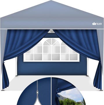 Tillvex® Zijwand voor paviljoen - 3x3m - Blauw, Tuin en Terras, Partytenten, Verzenden, Zo goed als nieuw