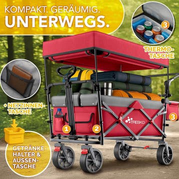Bolderkar - Opvouwbaar - Bolderwagen  - Rood - TRESKO®, Verzenden, Zo goed als nieuw