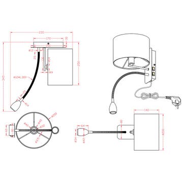 LED Wandlamp - Trion Hotia - E14 Fitting - 3W - Warm Wit, Ophalen of Verzenden, Nieuw, Metaal