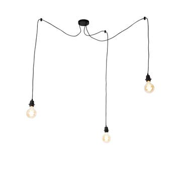 Industriële hanglamp zwart 3-lichts - Cava, Verzenden, Nieuw