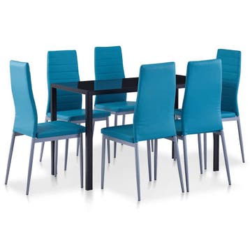 vidaXL 7-delige Eethoek blauw, Verzenden, Nieuw
