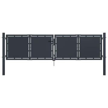 vidaXL Tuinpoort staal 300x75 cm antraciet, Verzenden, Nieuw