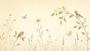 Bloemen behang kinderkamer – vogels en vlinders, Verzenden, Fotobehang