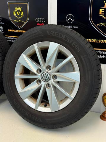 Org. 2 stuks VW Golf 7/VII bj.2016 velgen met banden 5x112, Gebruikt, 15 inch, Banden en Velgen, Personenwagen