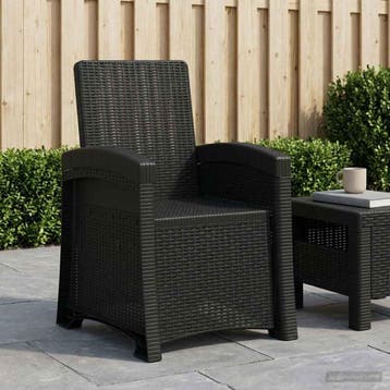 vidaXL Ligstoel in rietenlook Antracietkleurig PP, Tuin en Terras, Tuinstoelen, Verzenden, Nieuw