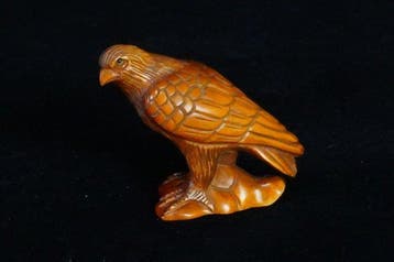 Absolute Veiling - Gesigneerde Gyokuseki-boxhoutnetsuke