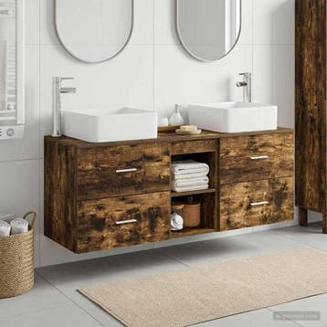 vidaXL Badkamerkastenset 3 st Gerookt eiken 49,5 x 41 x 63, Verzenden, Nieuw
