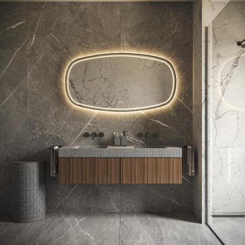 HIPP Design Phantom Deens Ovale LED spiegel - Zwart Frame -, Huis en Inrichting, Woonaccessoires | Spiegels, Ophalen of Verzenden