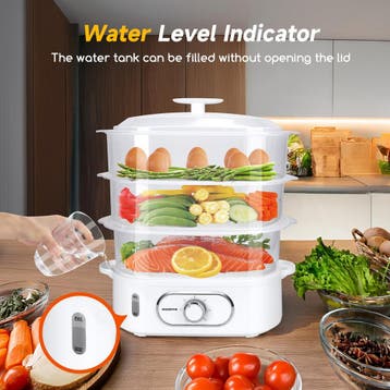 Stoomkoker - met Timer - 12L - 900W - Wit - Aigostar, Verzenden, Zo goed als nieuw