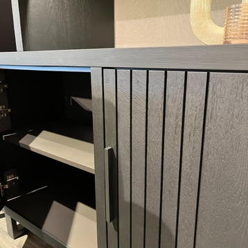 Pavie Bergkast 2 Deur 1 Klep 6 Open Vak 125cm Castle Black -, Huis en Inrichting, Kasten | Buffetkasten, Ophalen of Verzenden