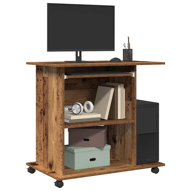 vidaXL Computerbureau 80x50x75 cm bewerkt hout oud, Huis en Inrichting, Bureaus, Nieuw, Verzenden