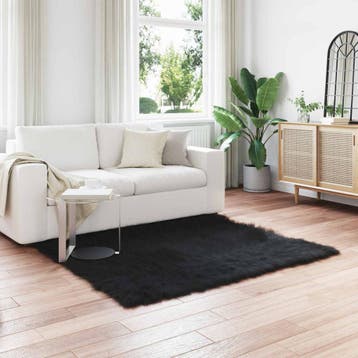 vidaXL Tapijt van imitatie TAFALLA Zwart 120 x 120 cm, Verzenden, Nieuw, Zwart