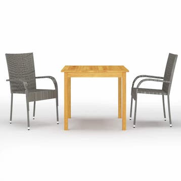 vidaXL 3-delige Tuinset grijs, Tuin en Terras, Tuinsets en Loungesets, 2 zitplaatsen, Nieuw, Tuinset, Verzenden