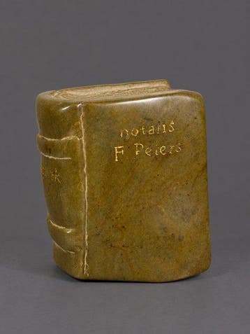 Beeld, Boek Notaris - 12.5 cm - Steen, Antiek en Kunst