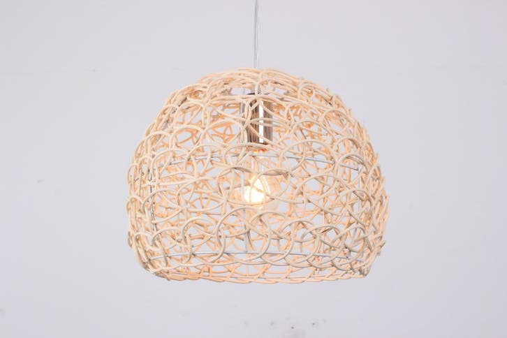 Hanglamp Hout Rond Houtkleur 35 cm - Madera Carpe, Huis en Inrichting, Lampen | Hanglampen, Nieuw, Overige materialen, Ophalen of Verzenden