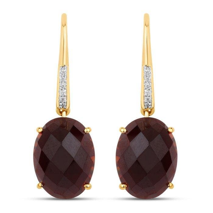 Oorbellen - 14 karaat Geel goud - 0.34ct. tw. Granaat -, Sieraden, Tassen en Uiterlijk, Oorbellen