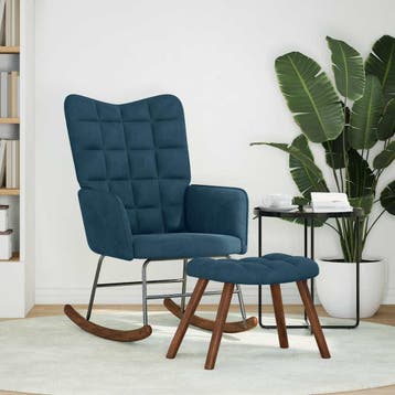 vidaXL Schommelstoel met krukje fluweel blauw, Verzenden, Nieuw