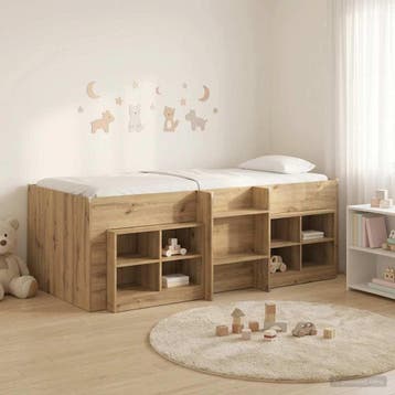 vidaXL Loft Bed Frame met Kast 3 st Artisanaal eiken Bewerkt, Verzenden, Nieuw, Bruin, Hout
