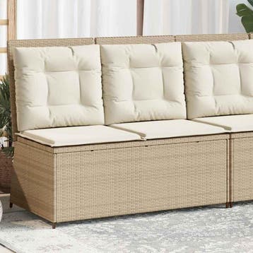 vidaXL Tuinbankje verstelbaar met kussens poly rattan beige, Verzenden, Nieuw