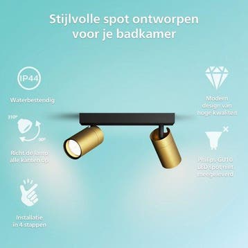 Philips Idris Spot - Plafondspot - Spatwaterdicht IP44 - 5W, Verzenden, Nieuw