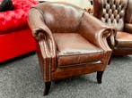 Chesterfield Maarssen Bruin Leren Chesterfield Club Fauteuil, Ophalen, Zo goed als nieuw, Leer, CHESTERFIELD