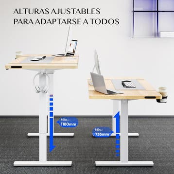 Zit sta bureau - Elektrisch - Verstelbaar - 160x75 cm - Wit, Verzenden, Zo goed als nieuw