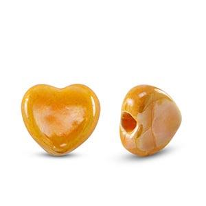 DQ Grieks keramiek kralen hart Apricot orange ca. 11x12mm..., Ophalen of Verzenden, Nieuw, Kraal
