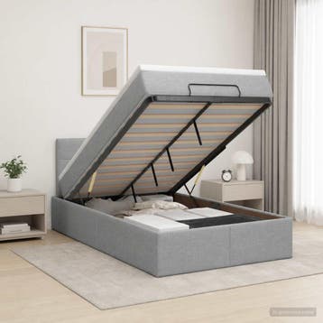 vidaXL Ottoman Bed met Matrassen en LED Lichtgrijs 120 x 200, Verzenden, Nieuw, Twijfelaar
